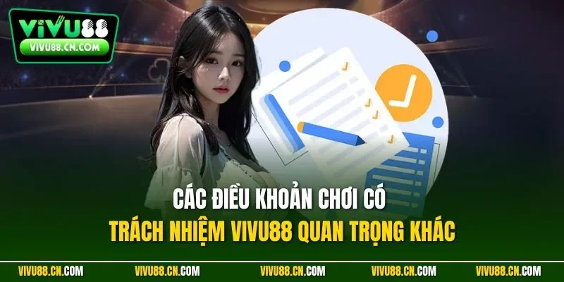 Các điều khoản chơi có trách nhiệm VIVU88 quan trọng khác